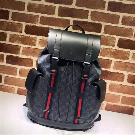 gucci gg black backpack|Gucci black canvas backpack.